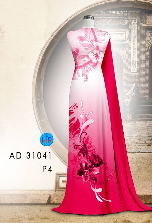 Vải Áo Dài Hoa In 3D AD 31041 1